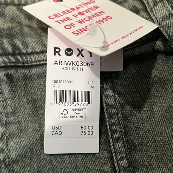 🛍️# 2379 NWT ROXY Cotton Green Jean Mini - Picture 10 of 10